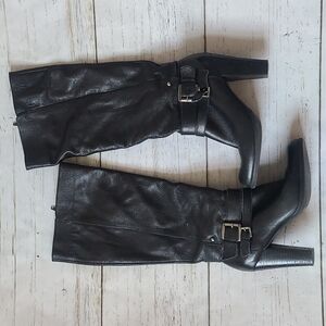 Nine West Habitat Leather Knee High Black Boots Size 8.5 Medium